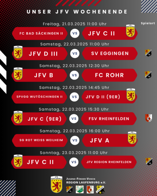 So sieht das JFV Wochenende aus